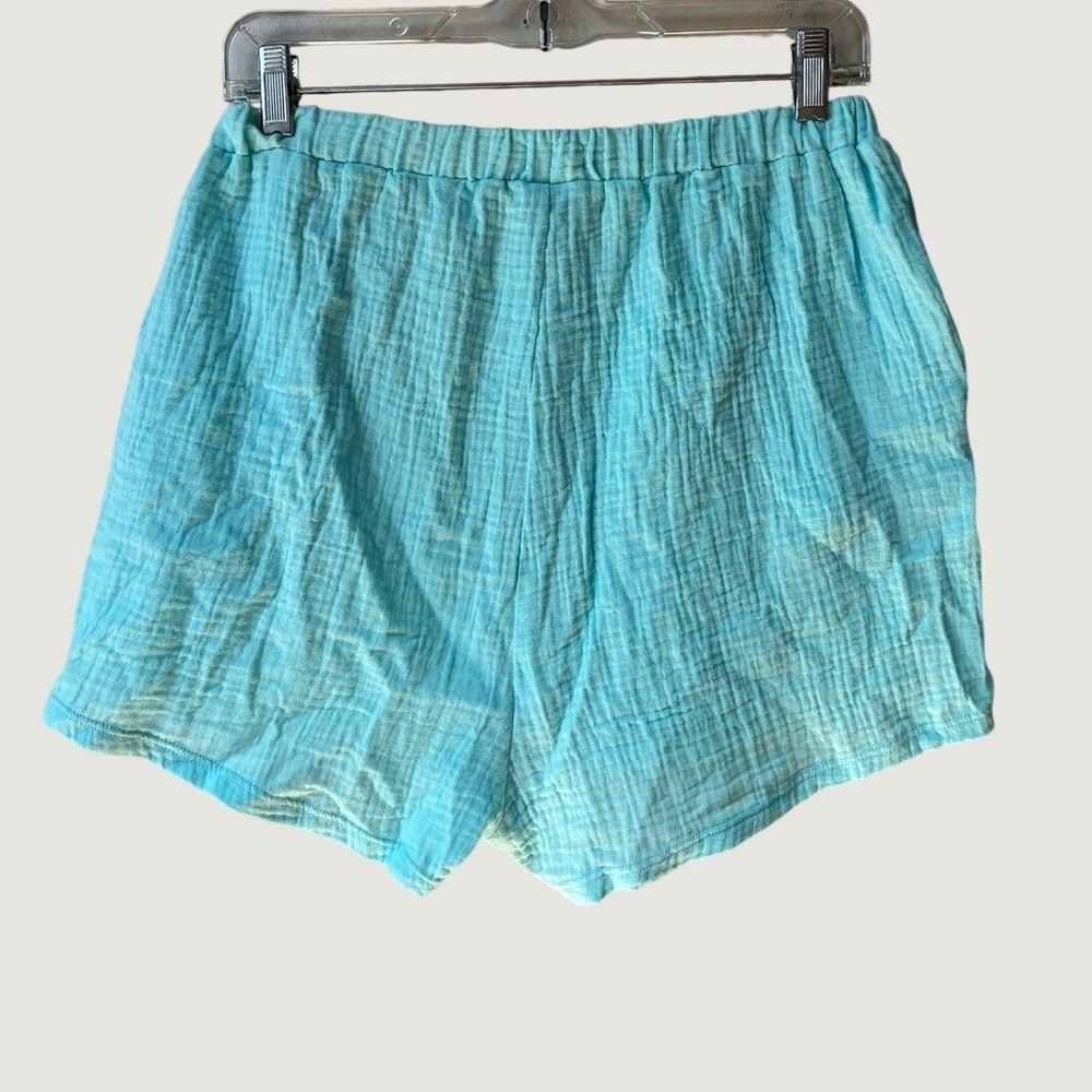 Vitamin A Aqua Blue Cotton Gauze High Rise Cover Up Shorts Womens Medium NWT - Picture 2 of 9